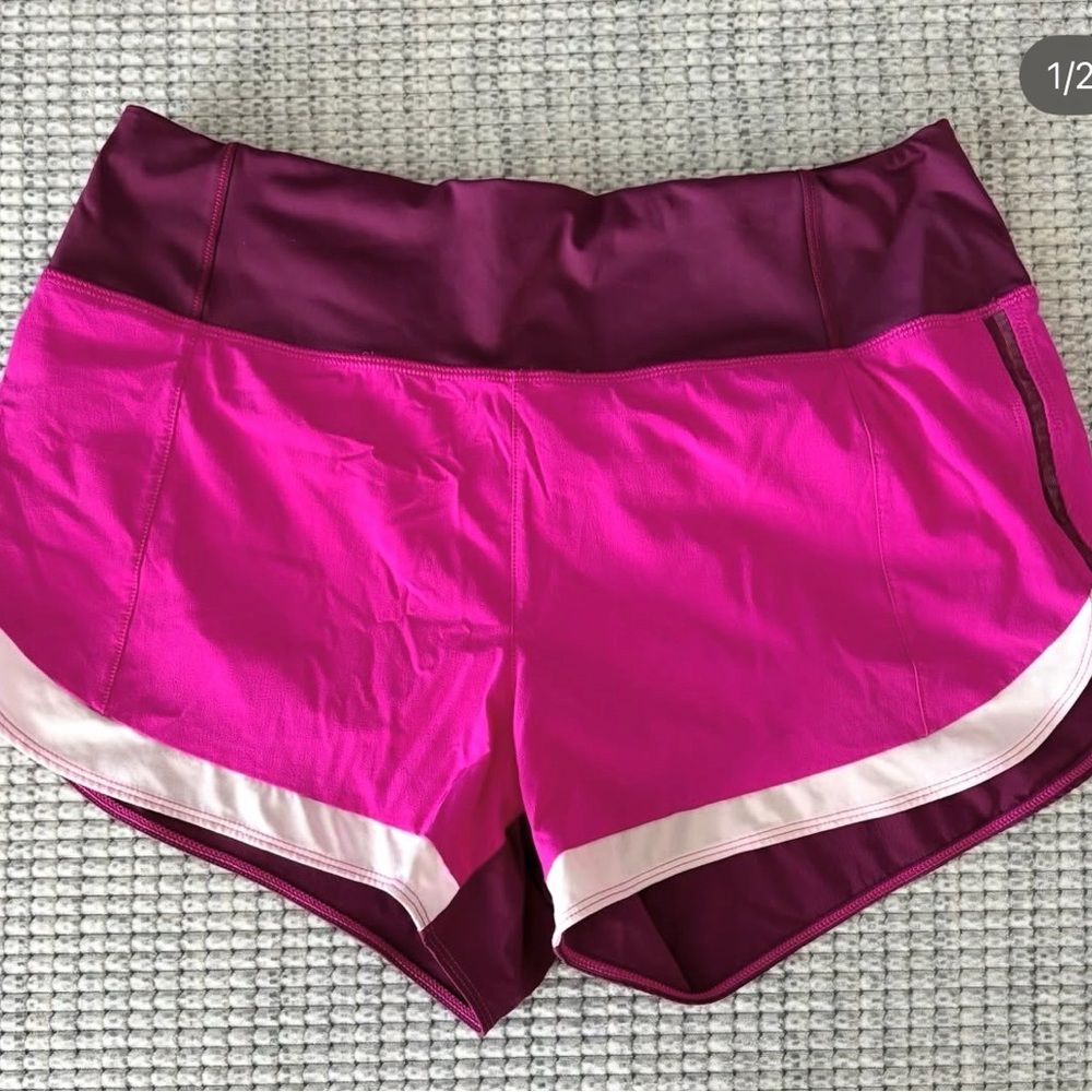 Athleta Women's Pink and Burgundy Track Shorts
